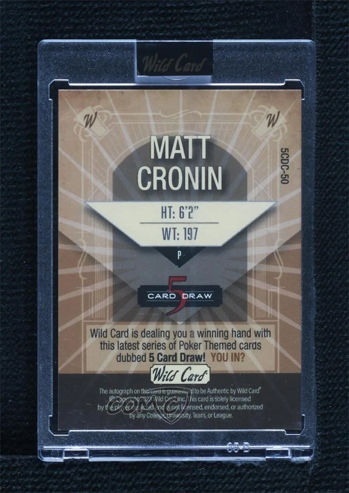 2023 Wild 5 Card Draw Holographic Sparkles Foil Green /3 Matt Cronin Auto - Image 2 of 2