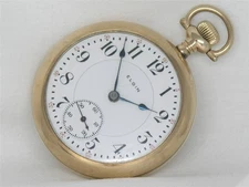 18S ELGIN FATHER TIME 21 JEWEL RAILROAD 10K GOLD FILLED POCKETWATCH, RUNNING!