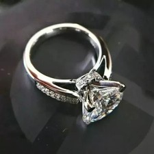 2Ct Round Cut Lab Created Diamond Engagement Wedding Ring 14K White Gold Plated