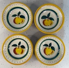 (4) Stangl Pottery 5" Fruit Dessert Sauce Bowls Peaches Yellow Rim Handpainted