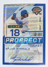 2024 panini prospect edition arjun nimmala auto /75 blue wave holo #42 blue jays