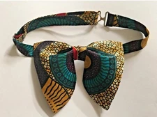 NEW Handmade Mens Bow Tie African Print Kente Oversized Multi Color