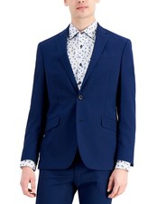 Kenneth Cole Mens Slim fit Suit Jacket Blazer 40 R Blue Solid Stretch