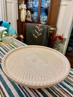 Vintage Jeannette Shell Pink Milk Glass Pedestal Cake Stand 10” Diameter
