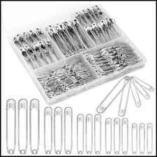 500 Ps 5 Sizes Safety Pins Assorted Size Rust-Resistant Nickel Plated Steel Asso