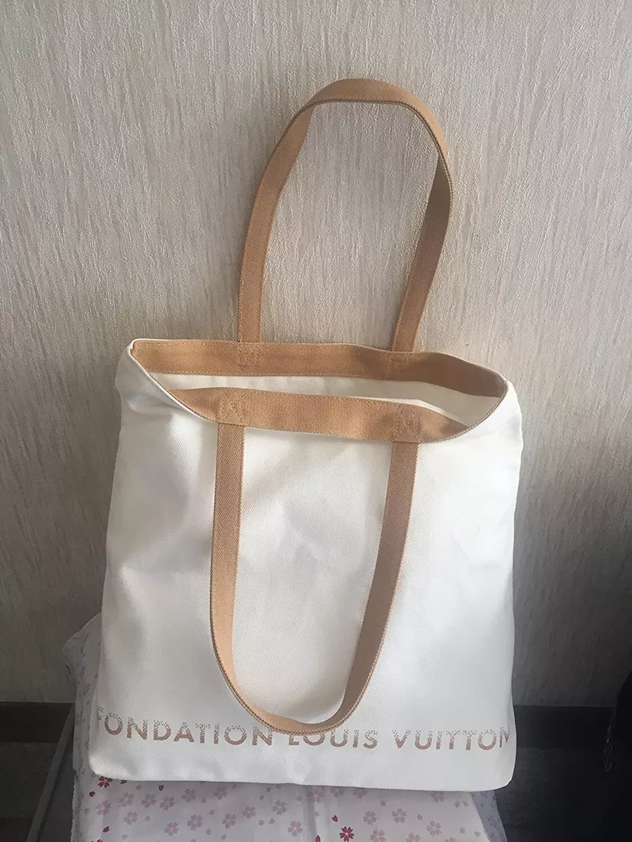 Shop Fondation Louis Vuitton Fondation Louis Vuitton Canvas Tote Bag  (White/Grey) by shonacompany