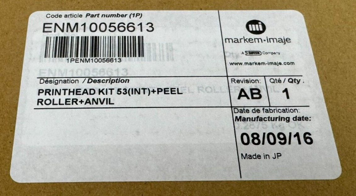 NEW MARKEM-IMAJE ENM10056613 PRINTHEAD KIT 53 (INT)+PEEL NEW MARKEM-IMAJE ENM10056613 PRINTHEAD KIT 53 (INT)+PEEL