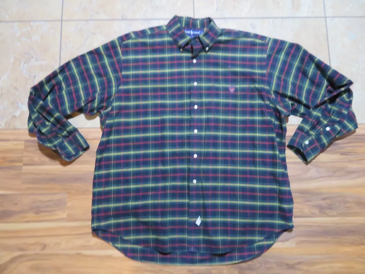 Ralph Lauren Oxford Shirt The Big Shirt Navy Green Plaid Button Up