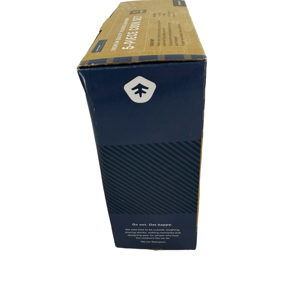 Stansport Polished Aluminum Cook Set 5 Piece Camping Cooking Set New Open Box - Image 3 of 4