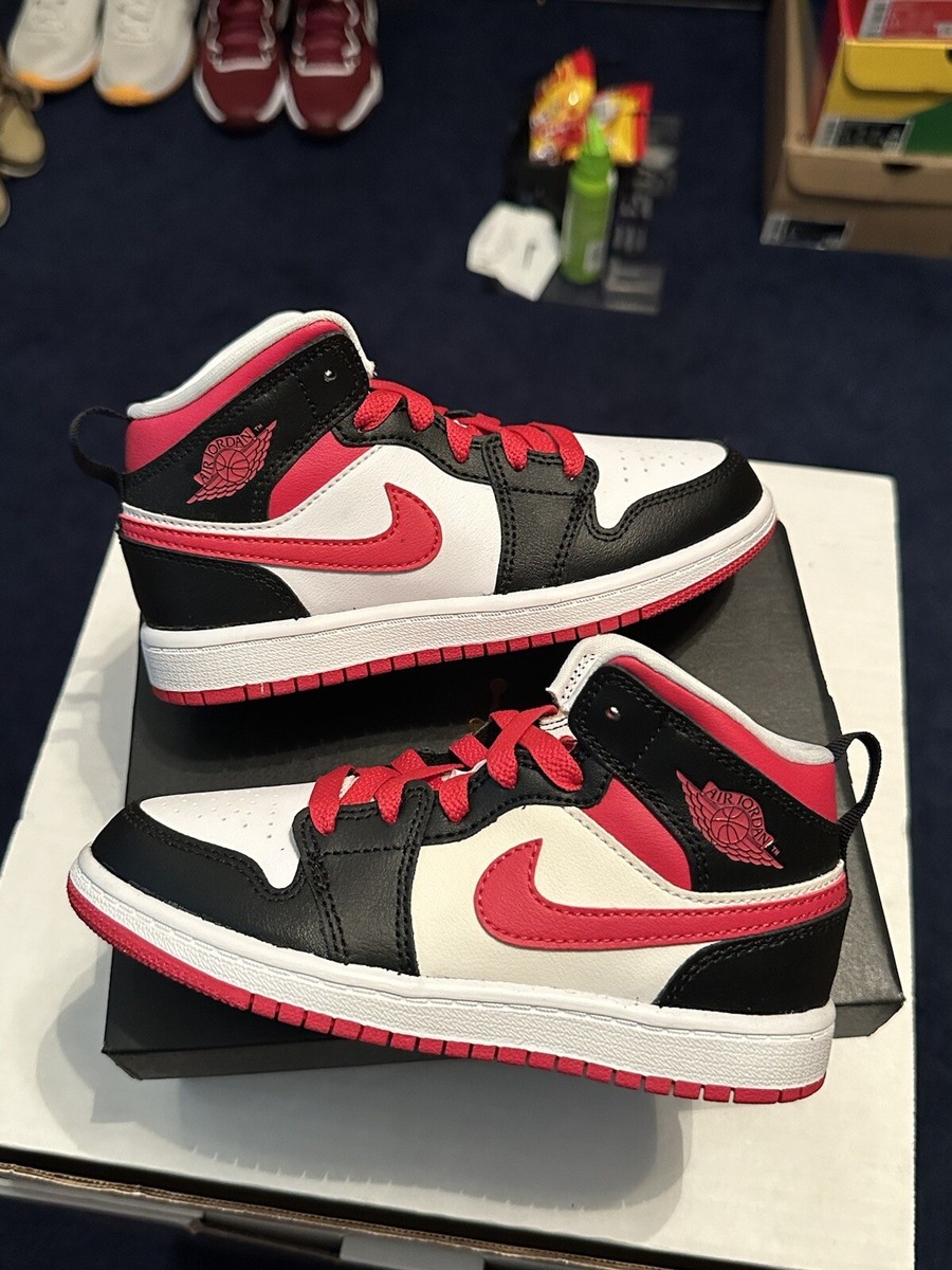 Size 12C - Nike Air Jordan 1 Mid Very Berry Red Black White Size 12C - Nike Air Jordan 1 Mid Very Berry Red Black White