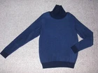 $175 Robert Barakett Mens Blue Wool Turtle Neck Honeycomb Sweater Large Gorgeous