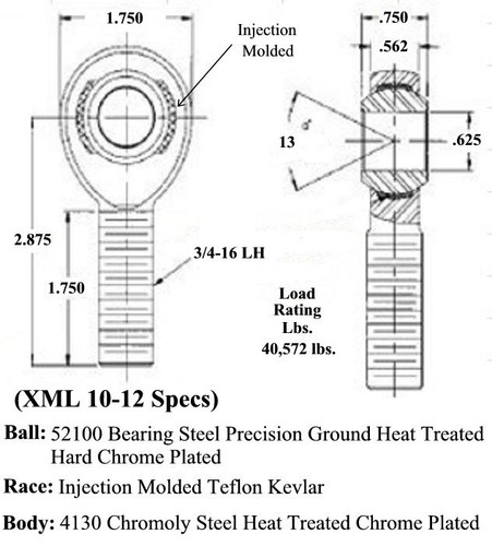 CHROMOLY 4 LINK KIT 5/8 X 3/4-16 HEIM JOINT 5/8 STEEL CONE SPACER BUNG .095 - Picture 3 of 8