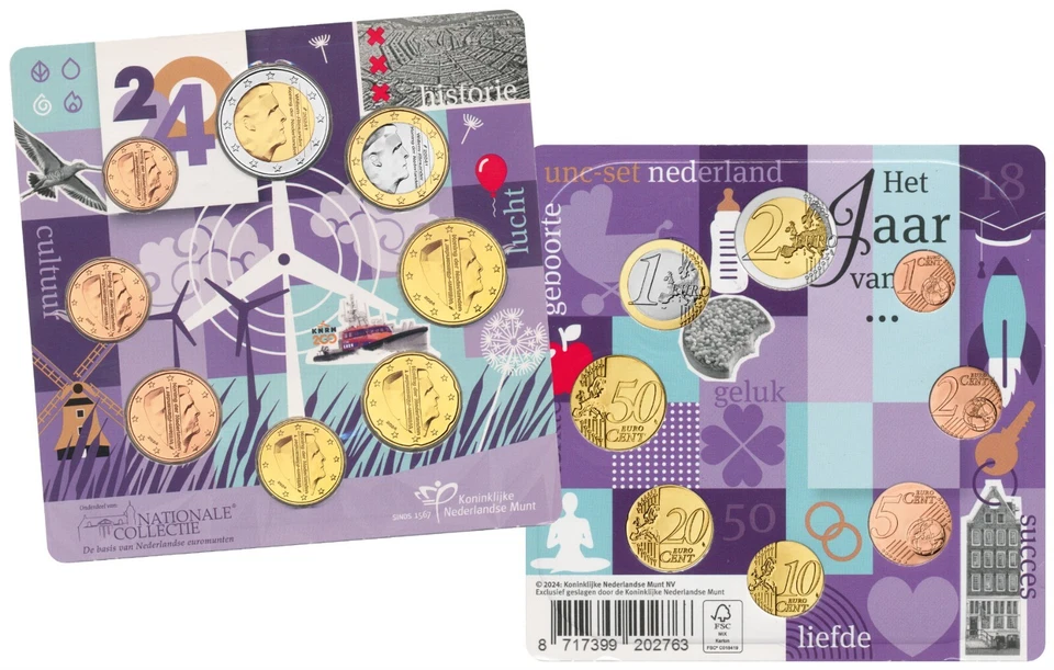 NIEDERLANDE 3,88 EURO KURSMÜNZENSATZ 2024 STEMPELGLANZ IN COINCARD - Bild 1 von 1