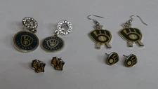 4 MILWAYKEE BREWERS MLB LISCENSED EARRINGS (4 PAIR BUNDLE) NEW & FACTORY SEALED
