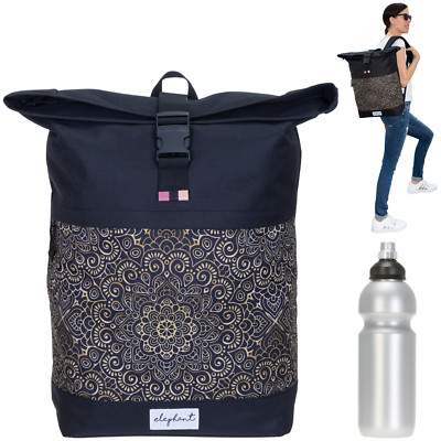Rucksack Damen Laptop Tasche Elephant Daypack groß A4 13038 Schwarz Ethno +f