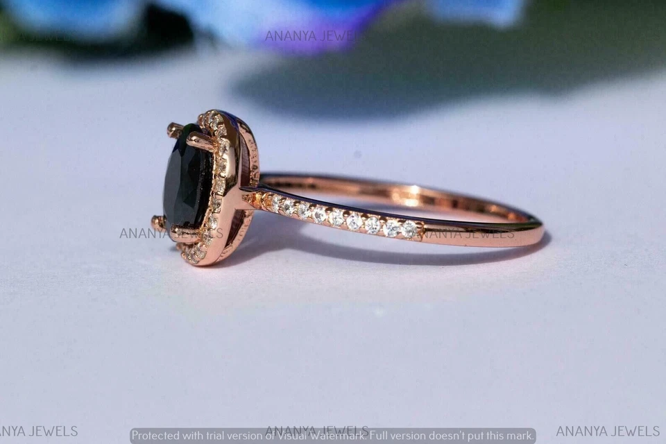 2ct Oval Cut Spinel Lab-Created Solitaire With Accents Ring 14K Rose Gold Plated - Image 4 of 4