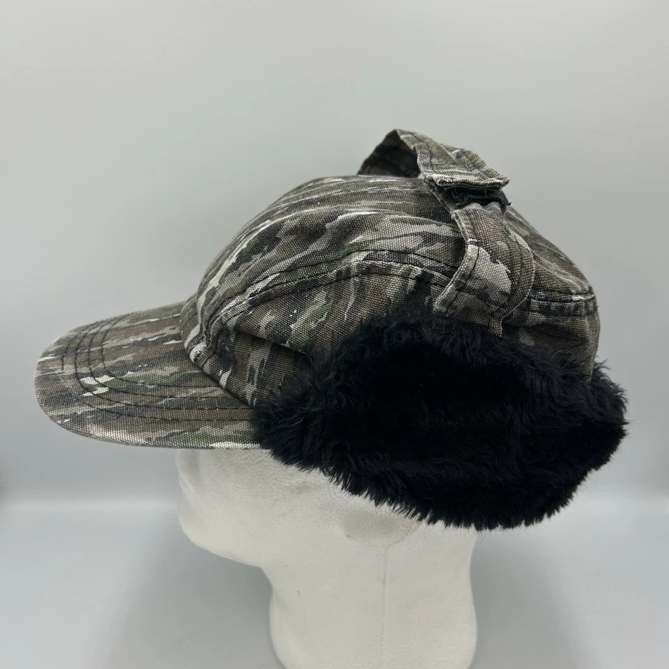 Camo Hunting Winter Trapper Hat Large Faux Fur Ear Flap Thinsulate Made In USA - Image 3 of 4