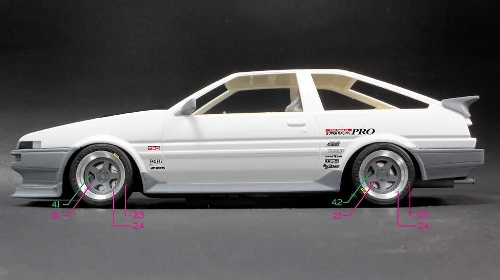 ZoomOn Z100 1/24 トヨタ AE86 ドリキン土屋 パーツセット ZoomOn Z100 1/24 トヨタ AE86 ドリフトキングバージョン