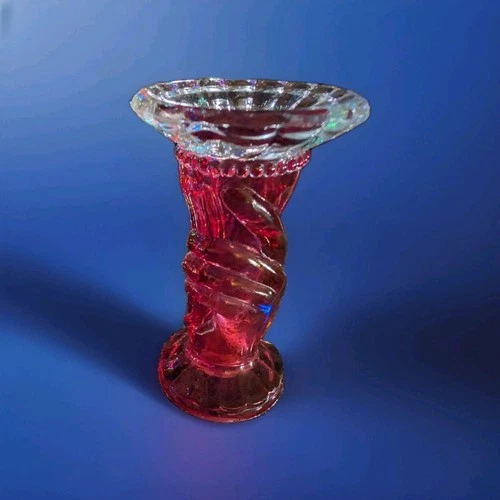 LE Smith? Fenton? Liberty Torch Hand Bud Vase Red Vintage