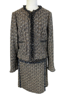 REDUCED Tory Burch Metallic Boucle Tweed Jacket & Skirt Suit 14 WAS $140 NOW $99