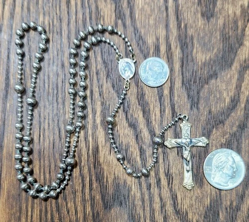 Vintage WWII Military Rosary Religious Catholic Medal Crucifix Pendant Lot #B