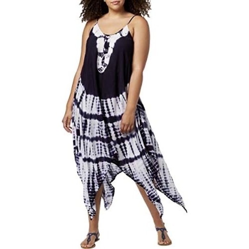 Raviya Tie Dye Boho Maxi Dress XL Beachy Handkerchief Hem Cover Up Flowy cruise