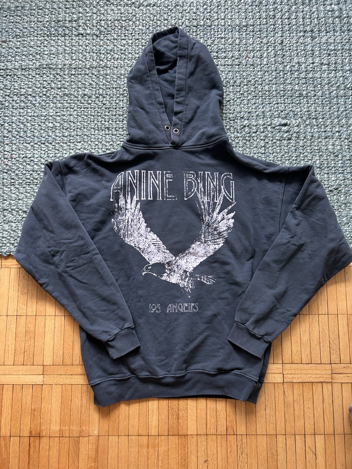 Anine Bing Eagle Ash Hoodie Pullover Faded Grey Sweatshirt Size Small