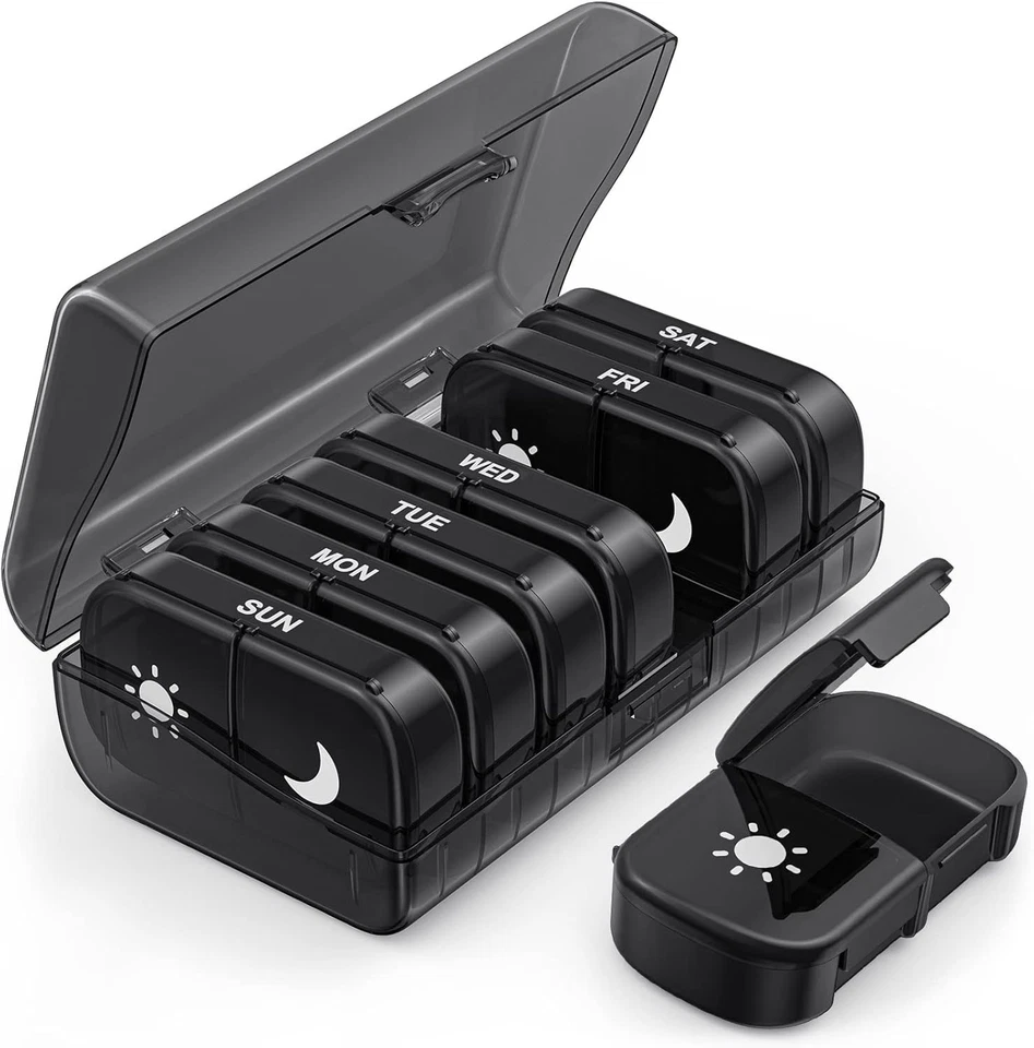 Weekly Pill Box Organizer 7 Day Medicine Storage Case 2 Times a Day Daily AM PM - Image 2 of 4