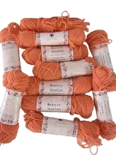 Lot 11 Vtg Bernat Venetian Apricot Orange 100% Virgin Wool  1 Oz Skeins Washable