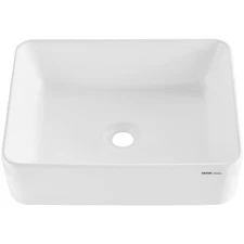 19x14.7" White Ceramic Countertop Bathroom Sink, Modern Vessel Bowl