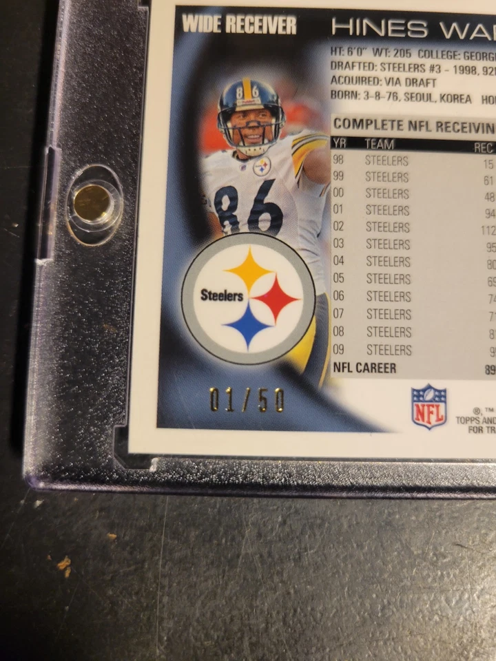 Hines Ward 2010 Topps Chrome Gold Refractor 1/50 First Copy! Steelers - Image 4 of 4