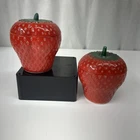 Vintage Hazel Atlas Milk Glass Strawberry Jam Jars Condiment Jars Set of 2 w/Lid