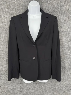 Max Mara Blazer Womens 4 Black Wool Stretch Made In Italy Lined Two Button