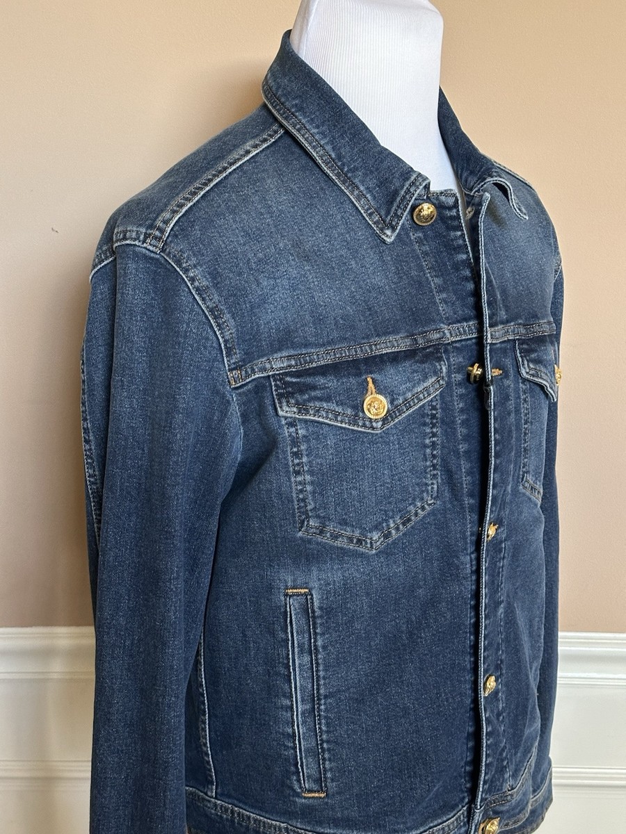 ジャケット VERSACE SS25 Versace Jackets (1018944 1A136462KN80) Versace Men's Blouson Denim Blue Jacket 56 US 1007328 NWT