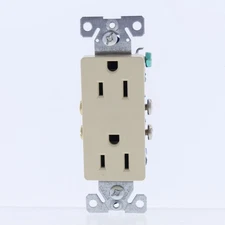 Eaton 1107V Ivory 15A Decorator Receptacle Duplex Outlet NEMA 5-15R 125V Bulk