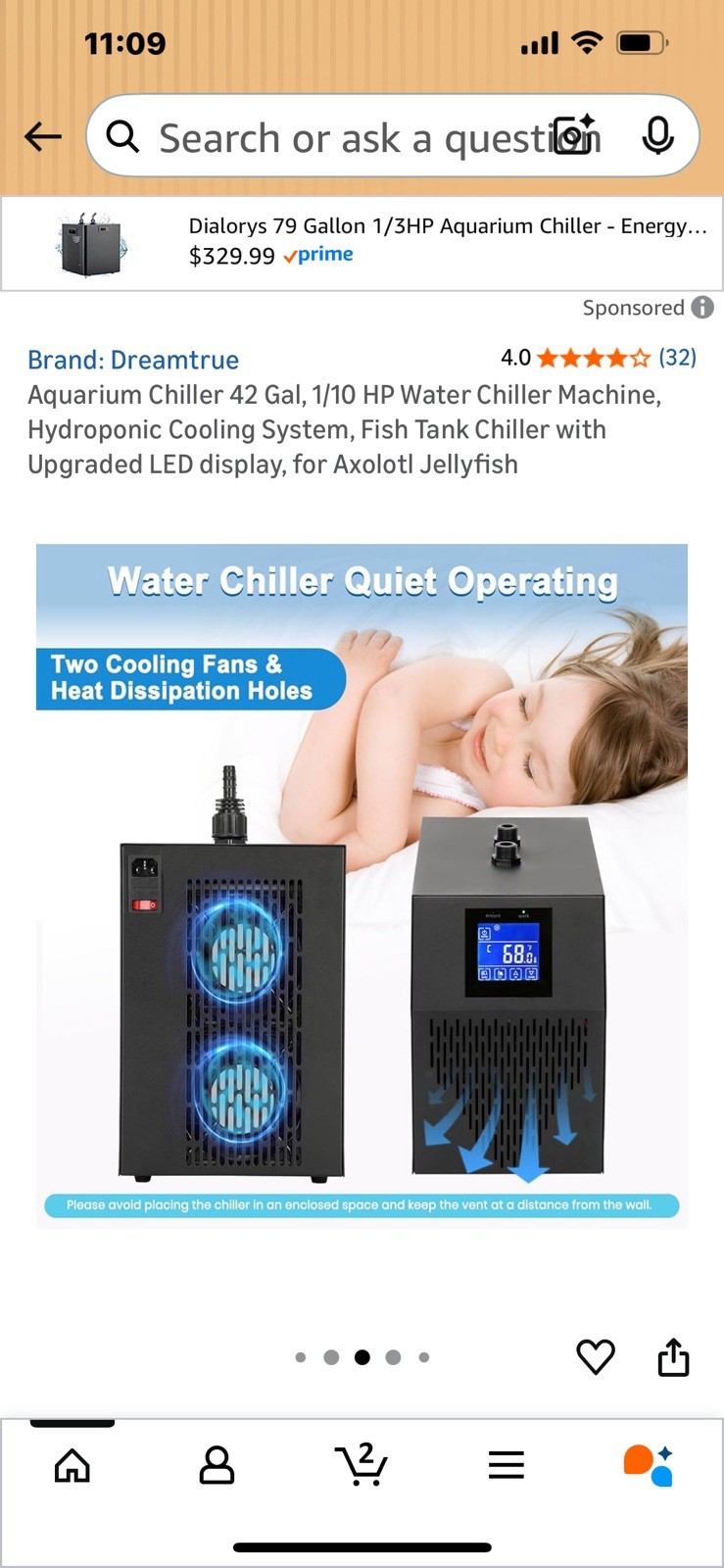 Aquarium Chiller 42gal 1/10hp Quiet Design for Fish Tank