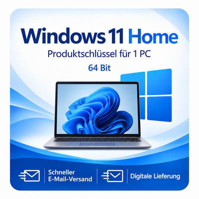 Microsoft Windows 11 Home Key | 1 PC | 64 Bit | Schneller E-Mail-Versand