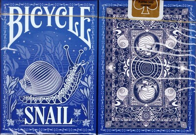 Snail Blue Gilded Bicycle Playing Cards Poker Size Deck USPCC Custom Limited New