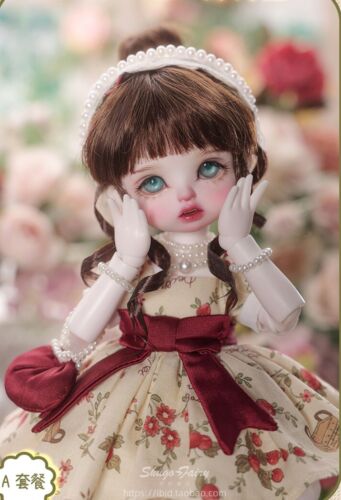 Full Set 1/6 BJD YoSD Doll Cute Girl Lilian Ball-Jointed Doll Dress with Red Bow - Picture 1 of 10