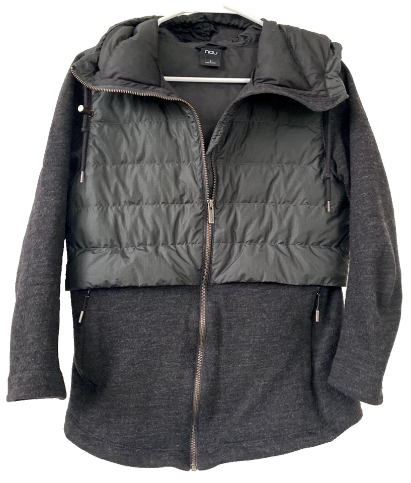 Chaqueta NAU Plumón de Ganso Negro Puffer Acolchada Lana Tejida Cremallera Talla S Foto 2 de 4