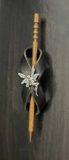 Black Leather Fairy Stick Hair Barrette