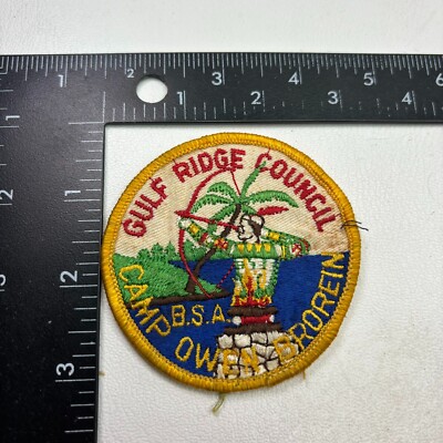 Vintage GULF RIDGE COUNCIL CAMP OWEN BROREIN Boy Scouts Patch 46E4
