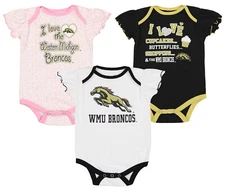 Outerstuff NCAA Infant Girls Western Michigan Broncos Three Piece Creeper Set