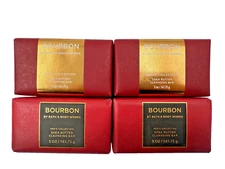Bath & Body Works LOT 4 Bourbon Men's Shea Butter Cleansing Soap Bars Mix Labels