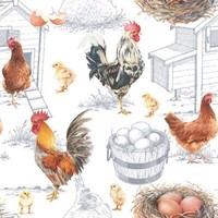 20 Servietten Chicken Farm HüHnerfamilien KüKen Tiere Bauernhof Rustikal 33X33Cm