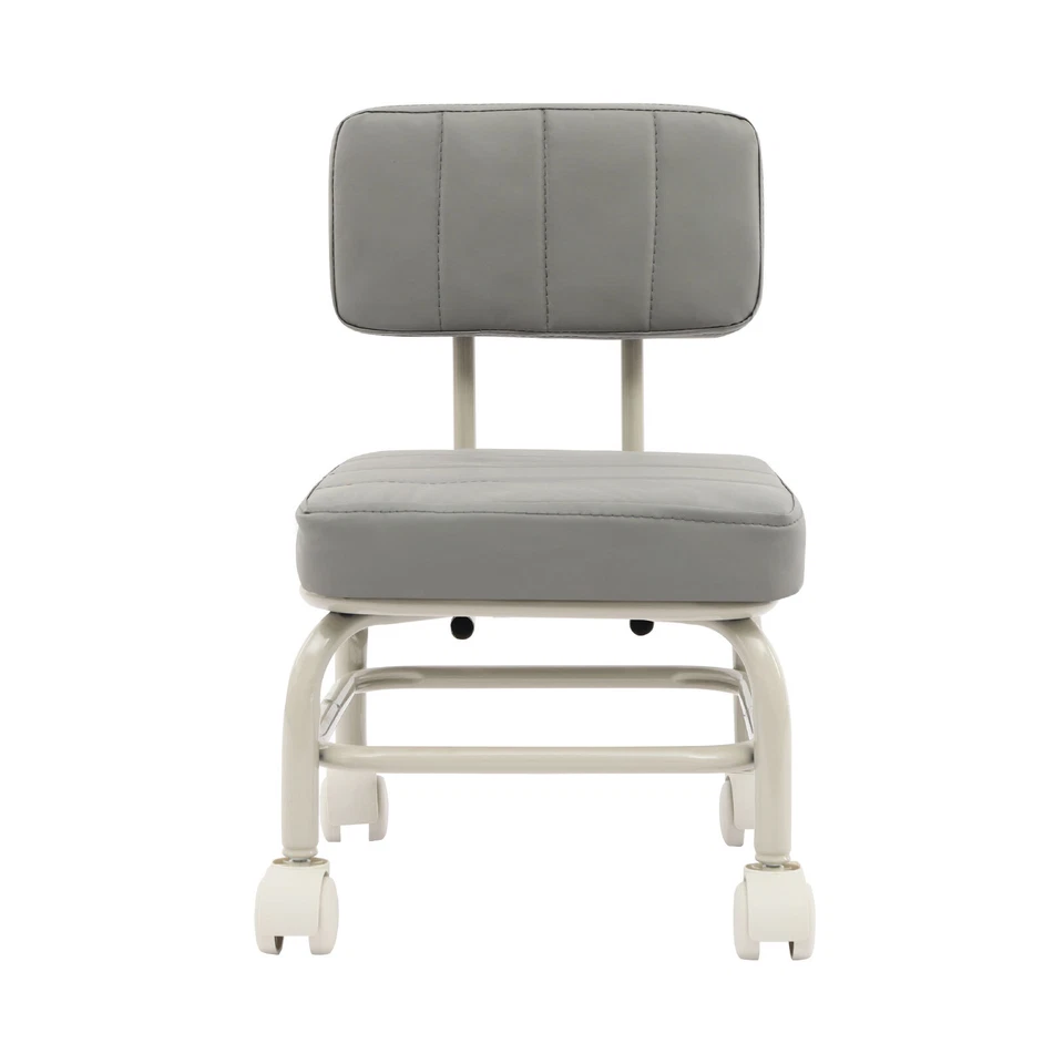 Low Rolling Stool, Roller Seat with Universal Swivel Caster Wheels & Backrest - Image 3 of 4
