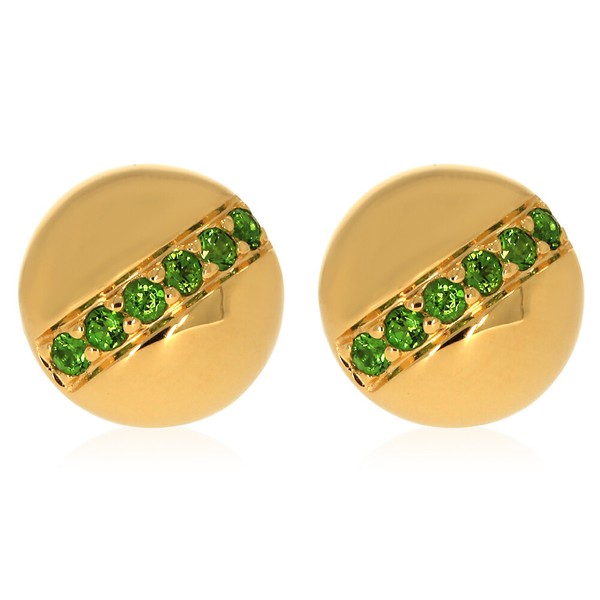 Xen Ohrstecker Mit 12 Chromdiopside Ca. 0,26 Ct. Vergoldet-image