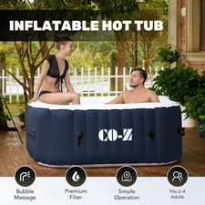 CO-Z 4 Person Portable Inflatable Tub Spa w 120 Massage Jet & Pump & Cover