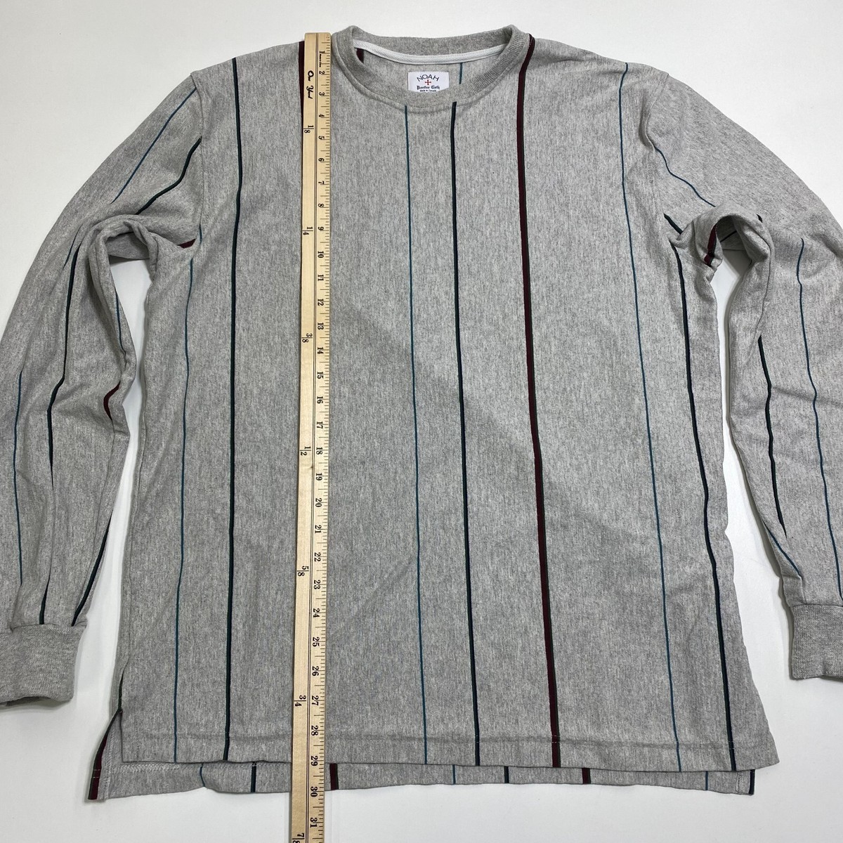Noah NYC Practice Cloth Shirt Mens XL Gray Stripe Long Sleeve