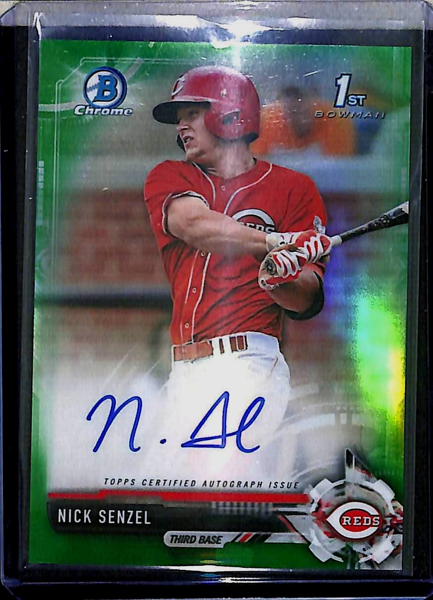 2017 Bowman Chrome Green Refractor Autograph #CPA-NS Nick Senzel No 4 of 99